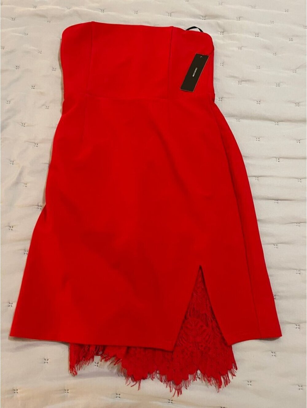NWT | Lulus | M | Mateo Red Lace Strapless Bodycon Dress - Picture 3 of 8